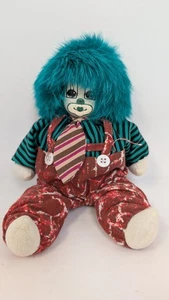 Q Tee Clown Shelf Sitter Green Hair Sand Weighted Suspenders & Tie Outfit VTG 8" - Picture 1 of 9