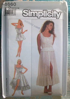 Simplicity Vintage 80s Sewing Pattern 8660 Teddy, Camisole & Skirt Cottagecore - Image 1 of 2