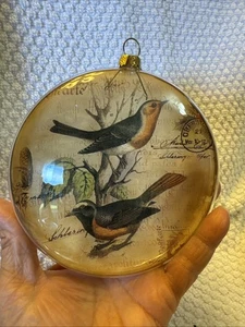 Vintage Raz Imports europäisches Rotkehlchen Vogel rund Glas hängende Ornament 5" - Bild 1 von 7