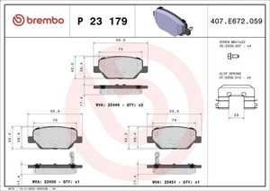 Brake Pad Set, disc brake BREMBO P 23 179 for TIPO Estate (356_, 357_) 1.4 2016- - Picture 1 of 6