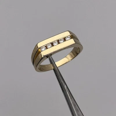 14k Yellow Gold Wed-Lok Men's Channel Set Round .20ctw Diamond Band Size 10.25 - Image 1 of 4