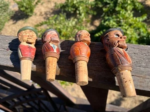 Italienische geschnitzte Figuren Flaschenverschlüsse Vintage - Bild 1 von 6