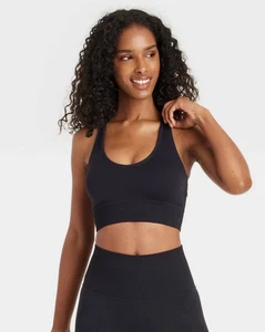 NWT Joy Lab Women's Size XL Black Onyx Racerback Seamless Tank Top Sports Bra - Picture 1 of 10