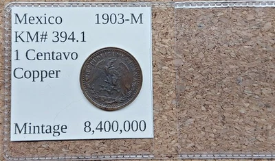 Nice Old Mexico Copper 1 Centavo Coin 1903-M Vintage World Foreign !! - Image 1 of 2