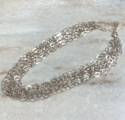 Collar de plata 925 multihilo 16,5-18,5 pulgadas nuevo sin etiquetas Foto 1 de 4