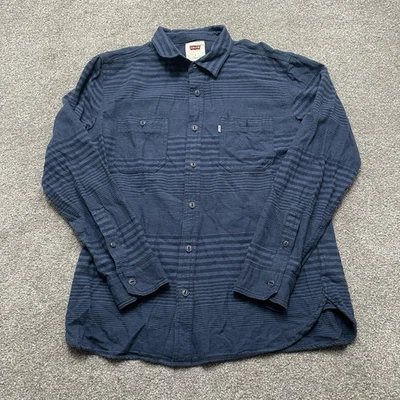 Levi's Shirt Mens Medium Blue Striped Flannel Long Sleeve Button Down Cotton - Image 1 of 4