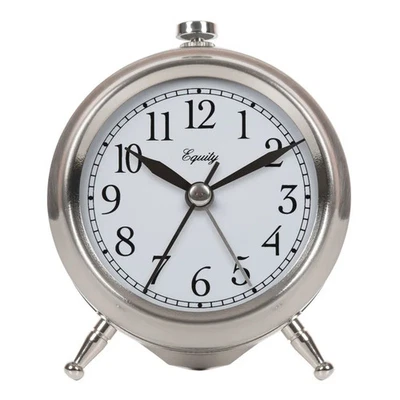 Equity Small Silver Metal Silent Analog Alarm Clock, 25655 Silver - Image 1 of 4