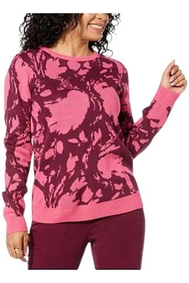 Diane Gilman DG2 女式工程提花毛衣葡萄酒抽象 — 第 1/2 张图片