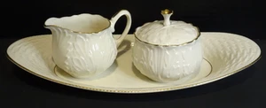 Lenox COTTAGE Creamer Sugar Bowl Set with Tray - Ivory GOLD - Picture 1 of 16