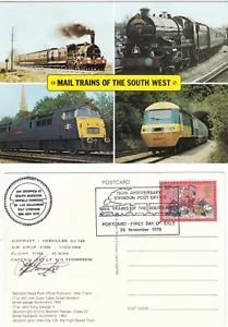 (142623) SIGNED FLOWN Mail Trains of South West Xmas GB Postcard Swindon 1979 - Picture 1 of 1