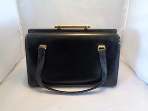 Vintage Black Box Shape Handbag Purse by Dorian With Pocket Mirror - Picture 1 of 10