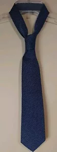 RALPH LAUREN made in USA 100% Silk Tie Men's Navy Blue/Silver Hand Finished - Picture 1 of 6