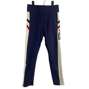 New Girls FILA Multicolor Logo Navy Cropped Leggings Size 14/16 - Picture 1 of 4