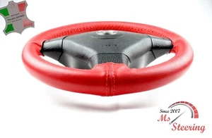 FOR TOYOTA RAV4 16-19 RED LEATHER STEERING WHEEL COVER, RED 2 STIT - Picture 1 of 11
