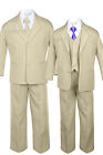 6pc Boy Toddler Teen Formal Wedding Party Khaki Suits Tuxedo Extra Necktie 4T-20