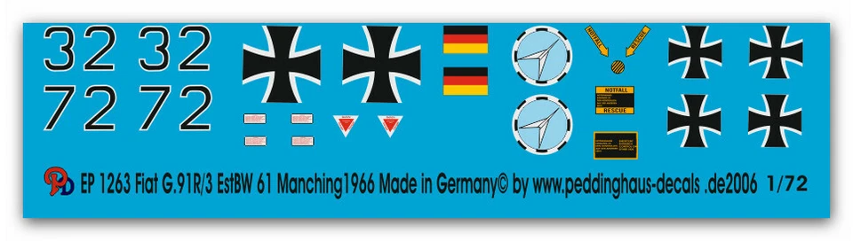 Peddinghaus 1/72 1263 Fiat (G) . 91 R/3 Estbw 61 Manching 1966