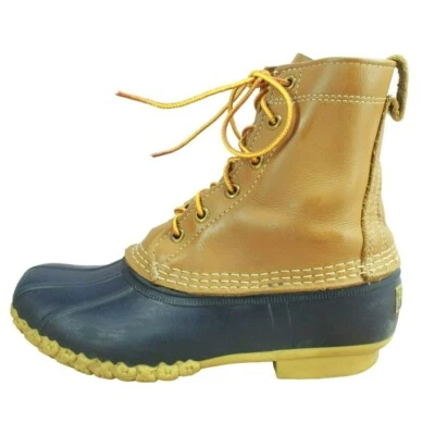 LL Bean Mujer Cuero Marrón Con Cordones Tobillo Pato Botas Sin Forro Talla 8 M Foto 1 de 4