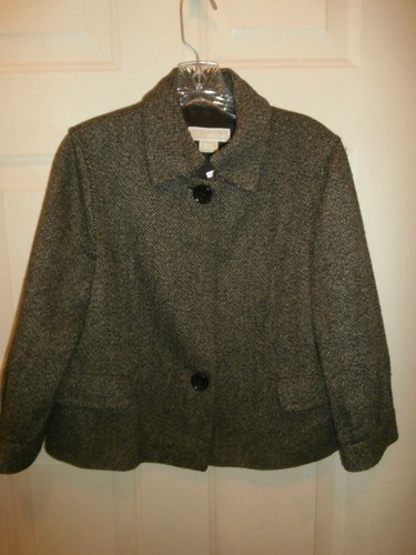 GIACCA BLAZER MICHAEL KORS NUOVA CON ETICHETTE CAPPOTTO MARRONE MEDIO IN LANA TWEED TASCHE FODERATE