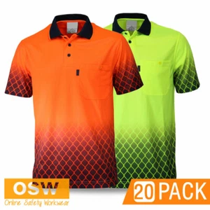 20 x HiVis Sublimated METAL Mesh Short Sleeve Work SAFETY Cool Breathable Polos - Picture 1 of 6