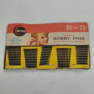 Vintage Wil-Hold Quality Bobby Pins Rubber-tip On Card - VG - 73 of 80 - Picture 1 of 2