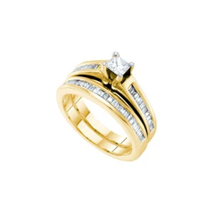 14k Gold Womens Princess Diamond Bridal Engagement Ring Band Set 1.00ctw 19678 - Picture 1 of 1