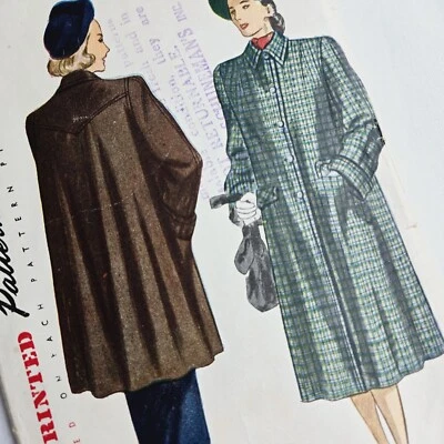 Simplicity 2232 Vintage 40s Coat Pattern Bust 34 - Image 1 of 4