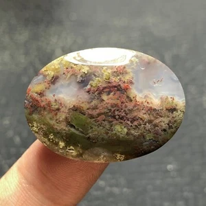 Scenic Moss Agate Cabochon 30x22x7mm High Quality 37 ct - Picture 1 of 6