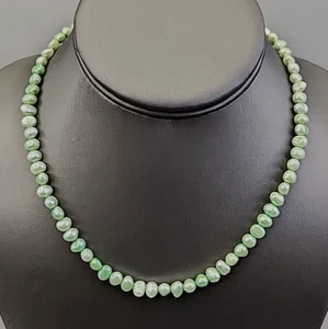 Freshwater Pearl Beaded Necklace Dyed Mint Green Shell Jewelry Toggle 17" - Picture 1 of 12