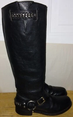 FRYE 77637 Jenna Chain Tall Black Leather Motorcycle Biker Boots Women's Sz 6.5B - Image 1 of 4