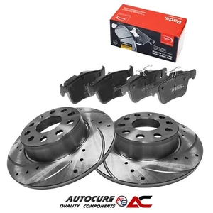 FITS SKODA OCTAVIA VRS MK3 TDI REAR DRILLED/GROOVED BRAKE DISCS + APEC PADS - Picture 1 of 1