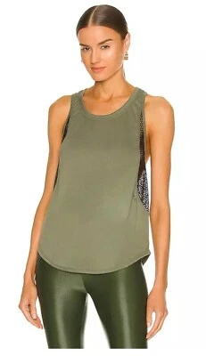 NUEVA CAMISETA SIN MANGAS KORAL Adriana Marlow enebro/paneles de malla negra y oliva talla pequeña Foto 1 de 4