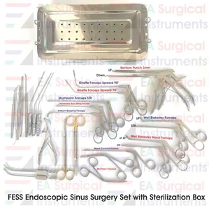 Juego de instrumentos FESS cirugía endoscópica de senos paranasales otorrinolaringólogos con caja de esterilización A+ - Imagen 1 de 6