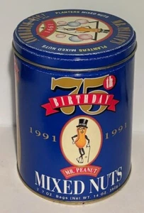 Planters Mr. Peanut 75th Anniversary Collectible Metal Tin Can Vintage -N7 - Picture 1 of 2