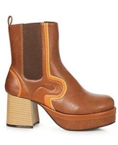 Brown Platform 60s 70s Pimp Disco Brady Bunch Halloween Costume Shoes Ankle Boot - Picture 1 of 1