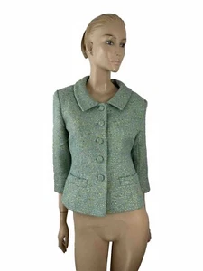 NUEVO CON ETIQUETAS $790 PAULE VASSEUR PEPPERMINT CUELLO DE BEBÉ TWEED BLAZER TALLA 40 - Imagen 1 de 9
