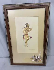 OC Seltzer Art Framed Print, Western Native American Grass Dancer, 15.5" x 10" - Picture 1 of 12