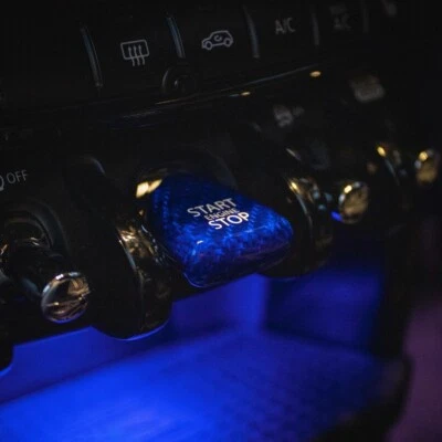 MINI F-Series F54 F55 F56 F57 F60 Coperchio Pulsante Avviamento Fibra di Carbonio Blu Elettrico - Immagine 1 di 2