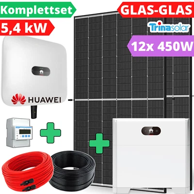 Solaranlage mit Speicher 5kW Komplettset Wechselrichter Huawei PV Anlage Solar - Bild 1 von 4
