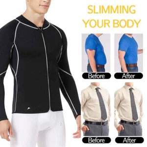 Hombres Térmico Caliente Polímero Sauna Traje Modelador de Cuerpo Chaqueta Camisa Entrenador de Cintura Corsé - Imagen 1 de 19