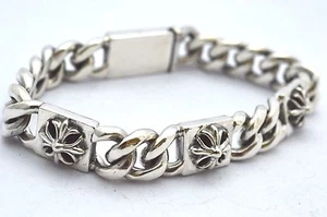 925 Sterling Silber Kette Armbänder mit Kreuzplatten. 98,5 Gramm, 21 cm, 8,3" - Bild 1 von 11