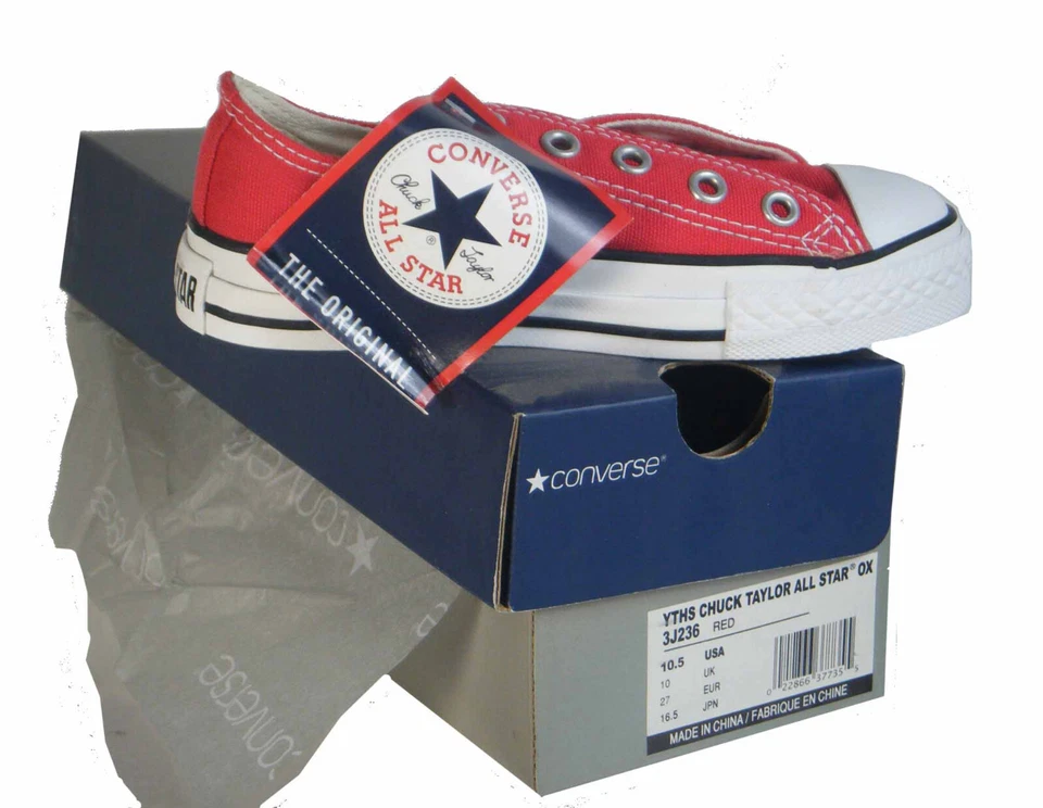 Converse Youth Chuck Taylor Oxfords All Star Rojo 3J236 - Nuevo En Caja Foto 1 de 1