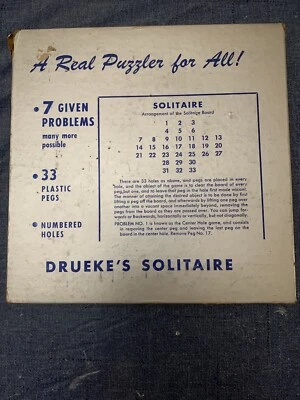 Vintage Wood DRUEKE'S SOLITAIRE GAME #544 Wooden Puzzle Board & Pegs Complete - Image 1 of 4