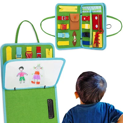 For Toddler Busy Board With Doodle Board Portable Travel Educational Sensory Toy - Image 1 of 4