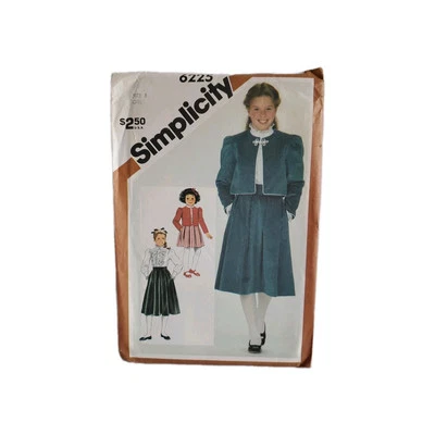 6225 VINTAGE Simplicity Sewing Pattern Girl's Pleated Skirt Blouse Jacket Size 8 - Image 1 of 3