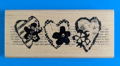 THREE HEART MONTAGE, by Stampendous! N141, Valentine Rubber Stamp, NEW - Image 1 of 4