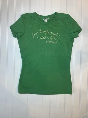 Camiseta Vintage Abercrombie Live Laugh Talk Um Lote Bebê Verde Tamanho Grande Y2K - Imagem 1 de 4