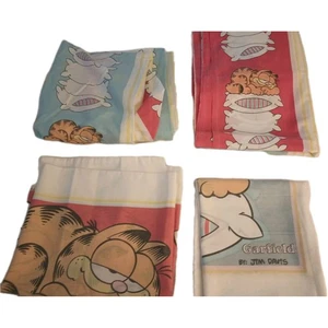 Juego de 4 piezas tamaño completo vintage Garfield Cat 1978 Jim Davis descolorido ajustado plano  - Imagen 1 de 7
