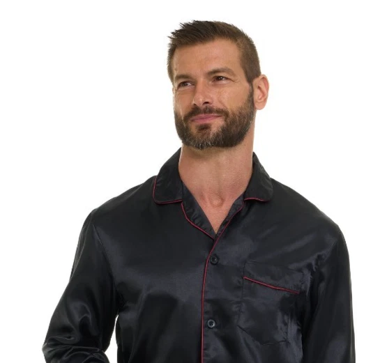 Pijama de satén de seda para hombre - Conjunto de pijama superior e inferior ''Entrega en 5 días - Vendedor de EE. UU.'' Foto 1 de 4