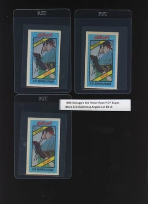 1980 KELLOGG'S #20 NOLAN RYAN HOF Super Stars 3-D California Angels Lot #8 x 3 - Image 1 of 2