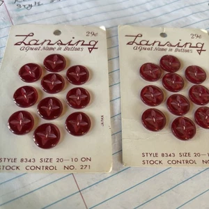 Red Iridescent, buttons vintage Lansing style 8343 (10pc Card) - Picture 1 of 2